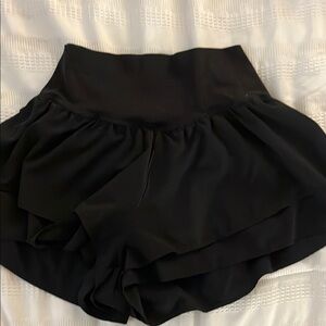 Black High-Waisted Ruffle Shorts